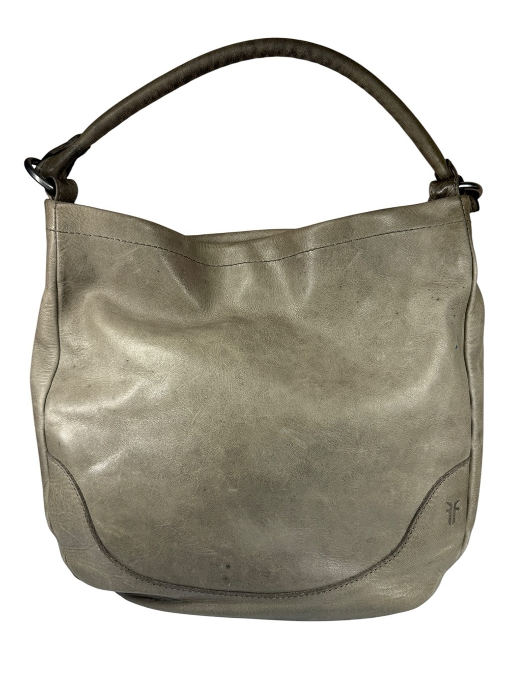Frye Melissa Hobo Bag Taupe Gray Distressed Leather Shoulder Bag